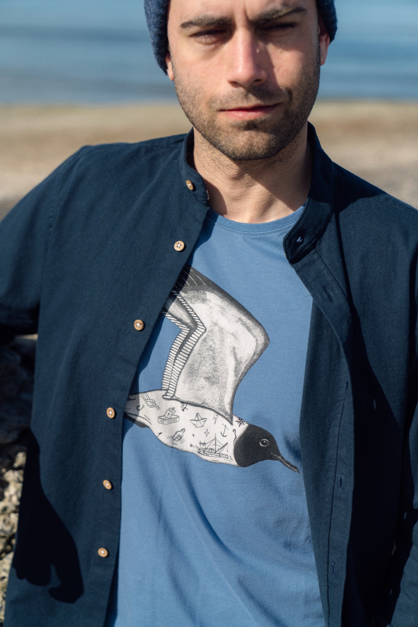 Tattooed Seagull T-shirt (Captains Blue)