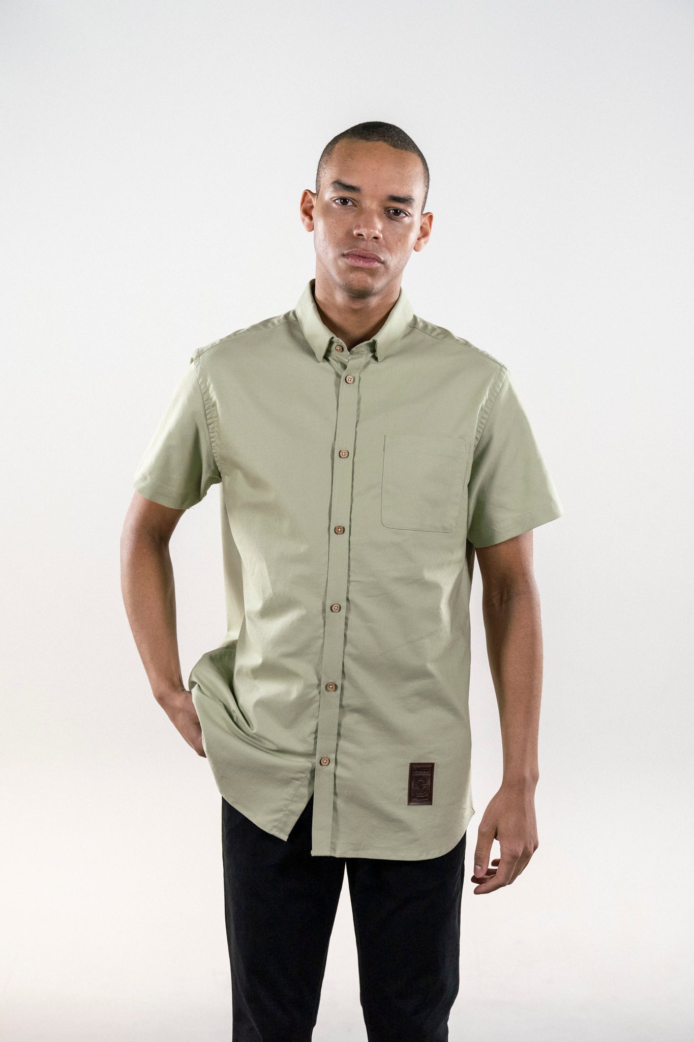 LAKOR Oxford Short Sleeve Short Sleeve Shirt Tea