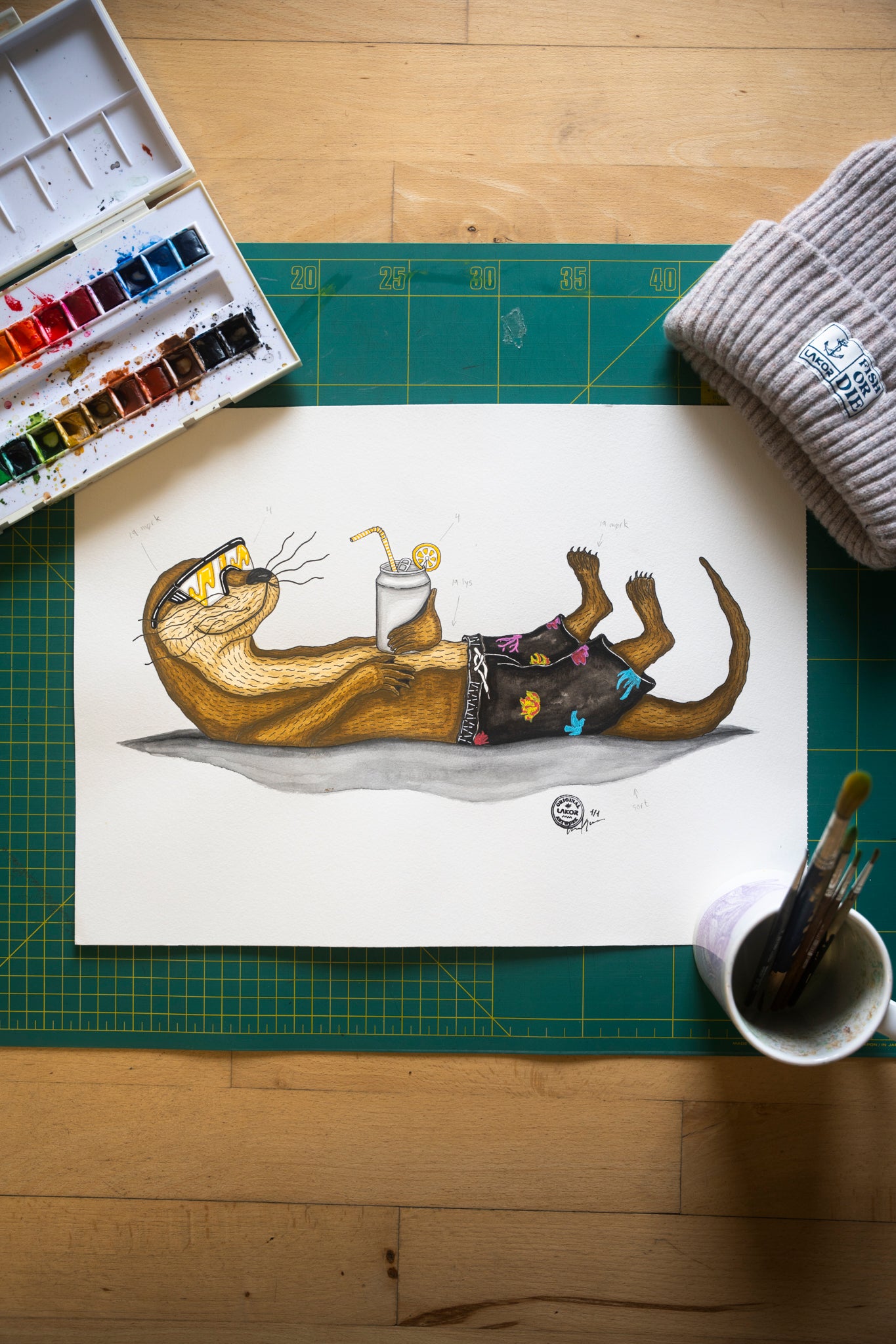 LAKOR An Otter Vacation Original Original Artwork White