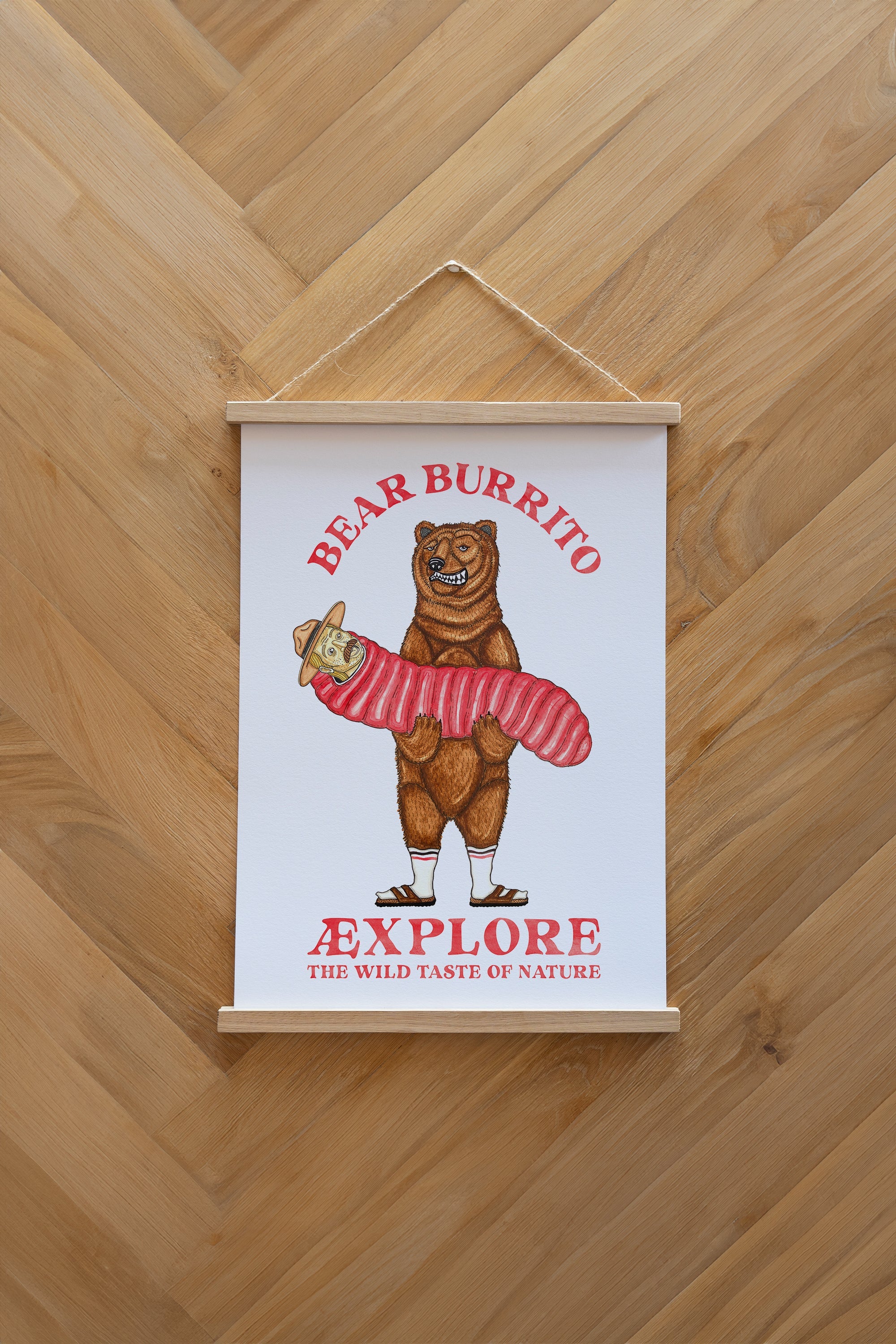 Bear Burrito Poster - White