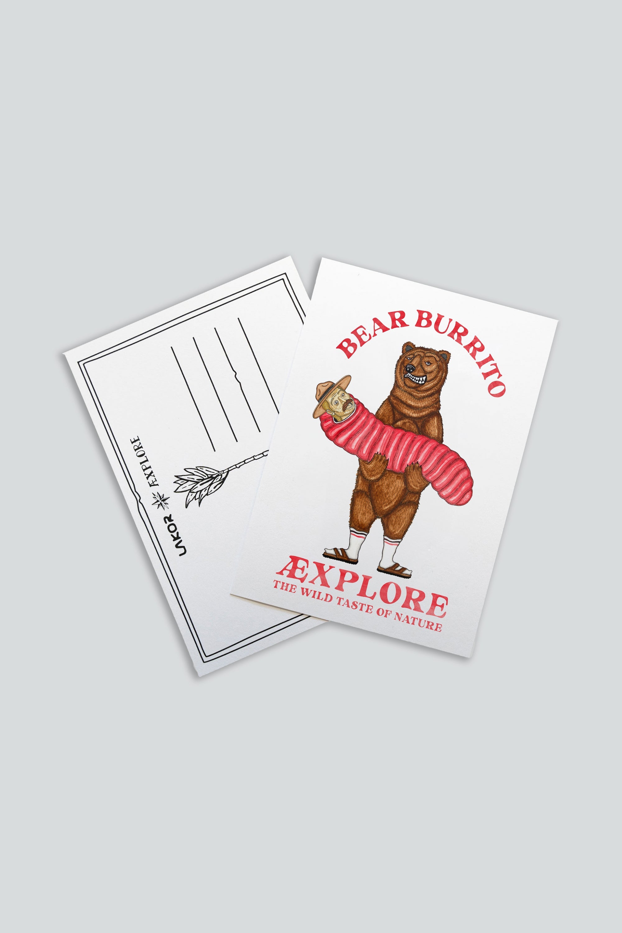 LAKOR Bear Burrito Postkort Postcard White