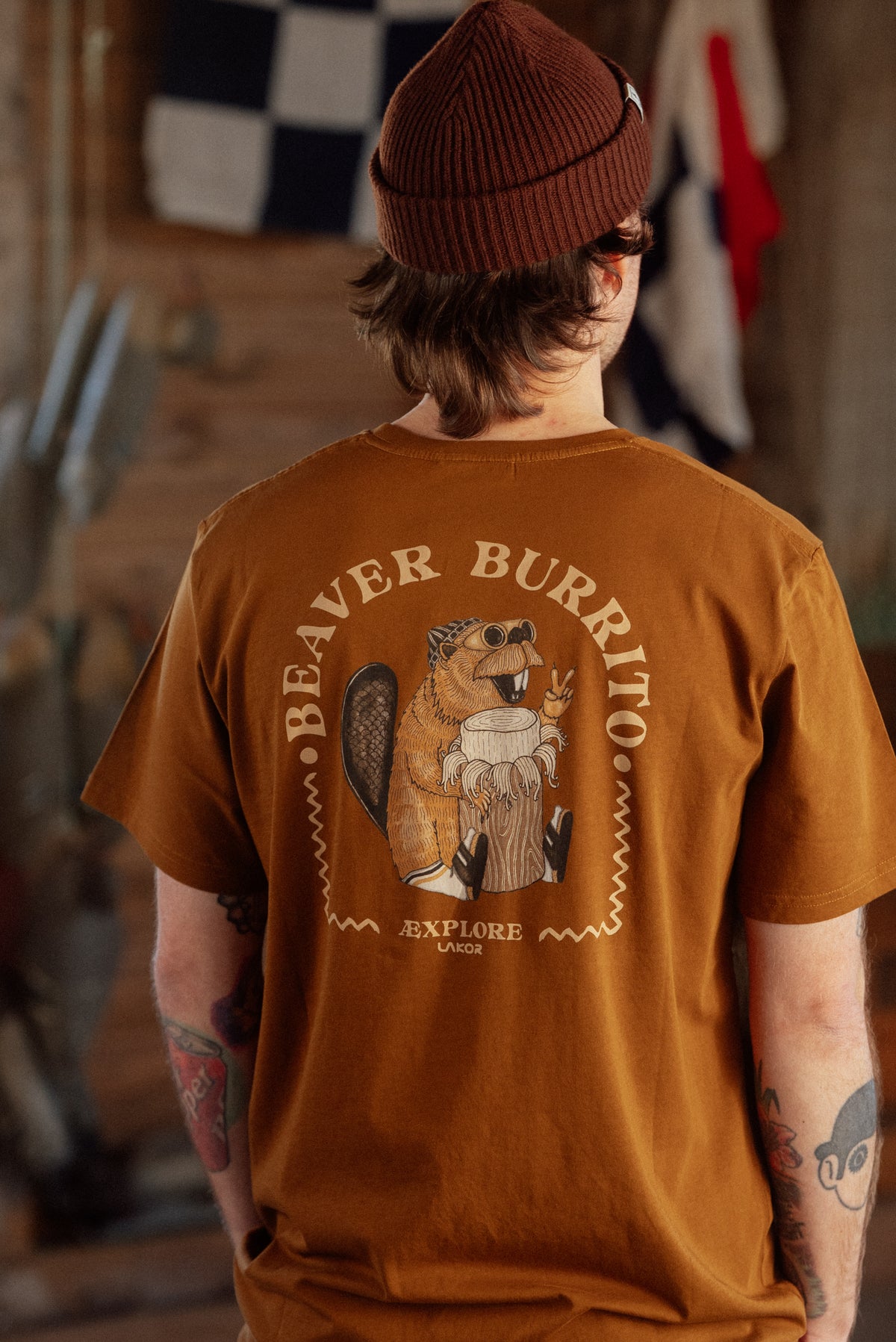 LAKOR Beaver Burrito Back T-shirt T-Shirt Monk's Robe