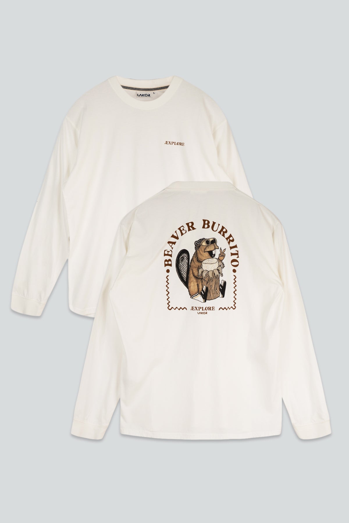 LAKOR Beaver Burrito Boxfit LS T-shirt T-Shirt Star White