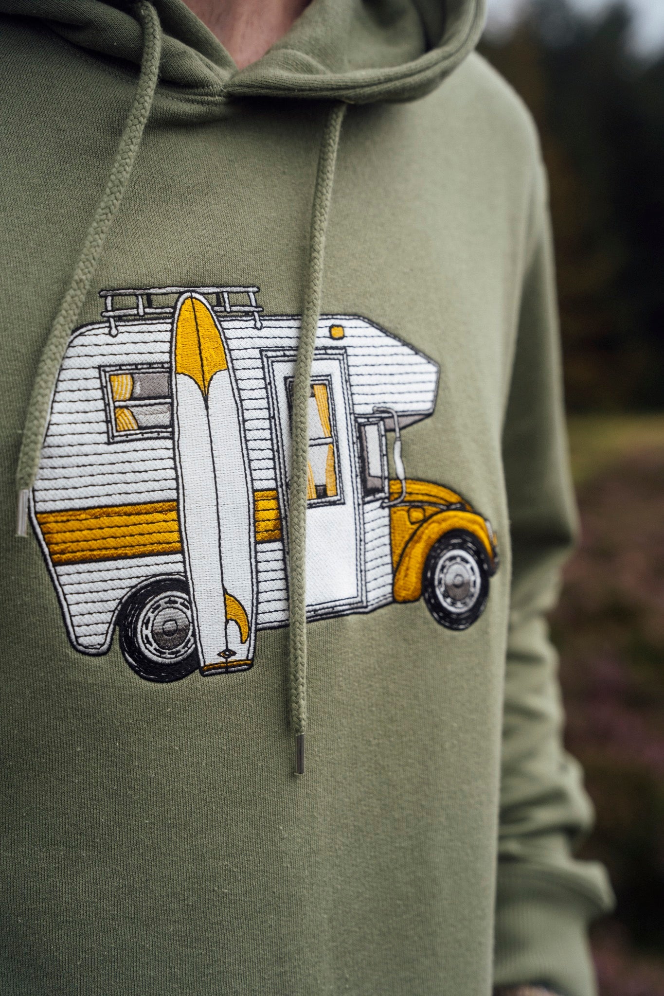 LAKOR Camper Car Hoodie Sweatshirt Oil Green