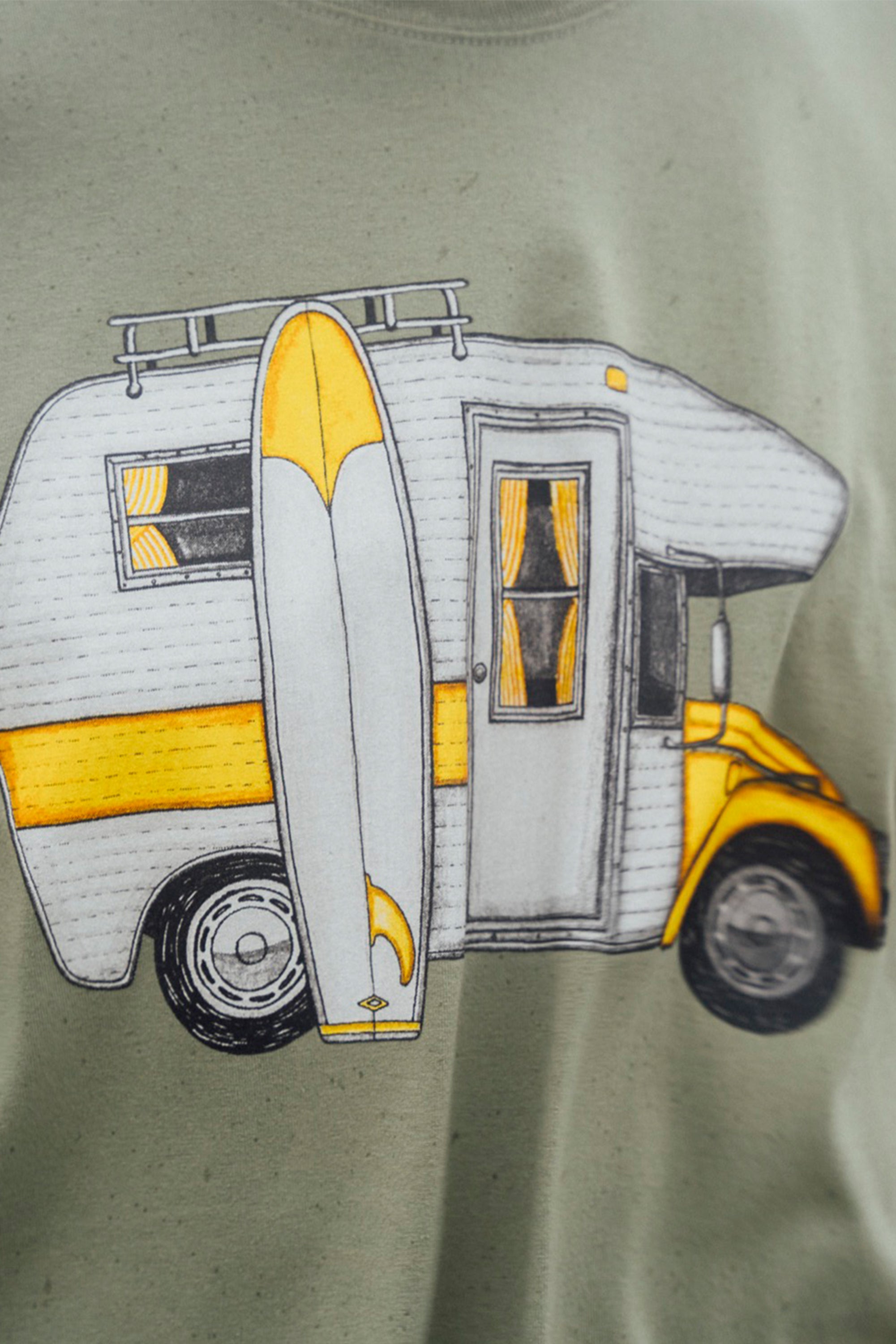 Car Camper T-shirt - Oil Green