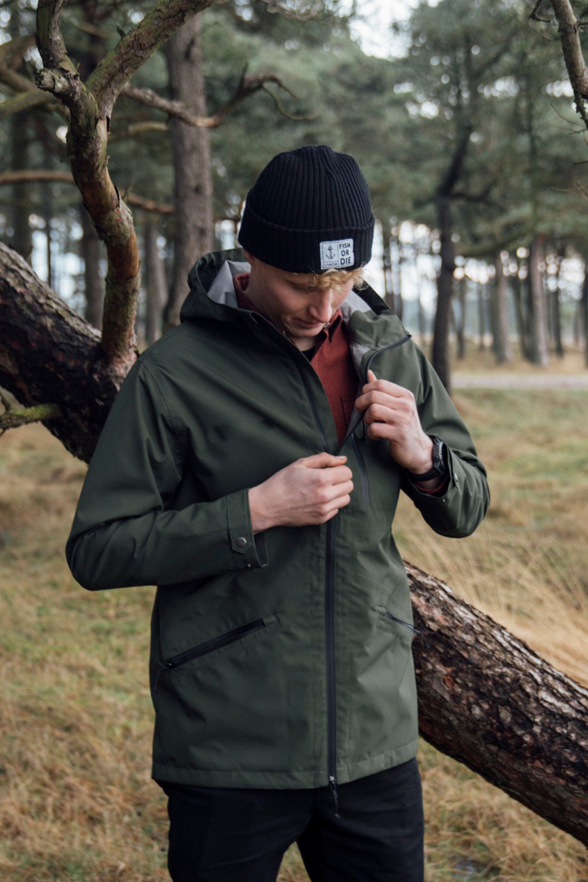 REPUBLIC フード付きジャケット ダークグリーン Elk Jacket - Green | LAKOR