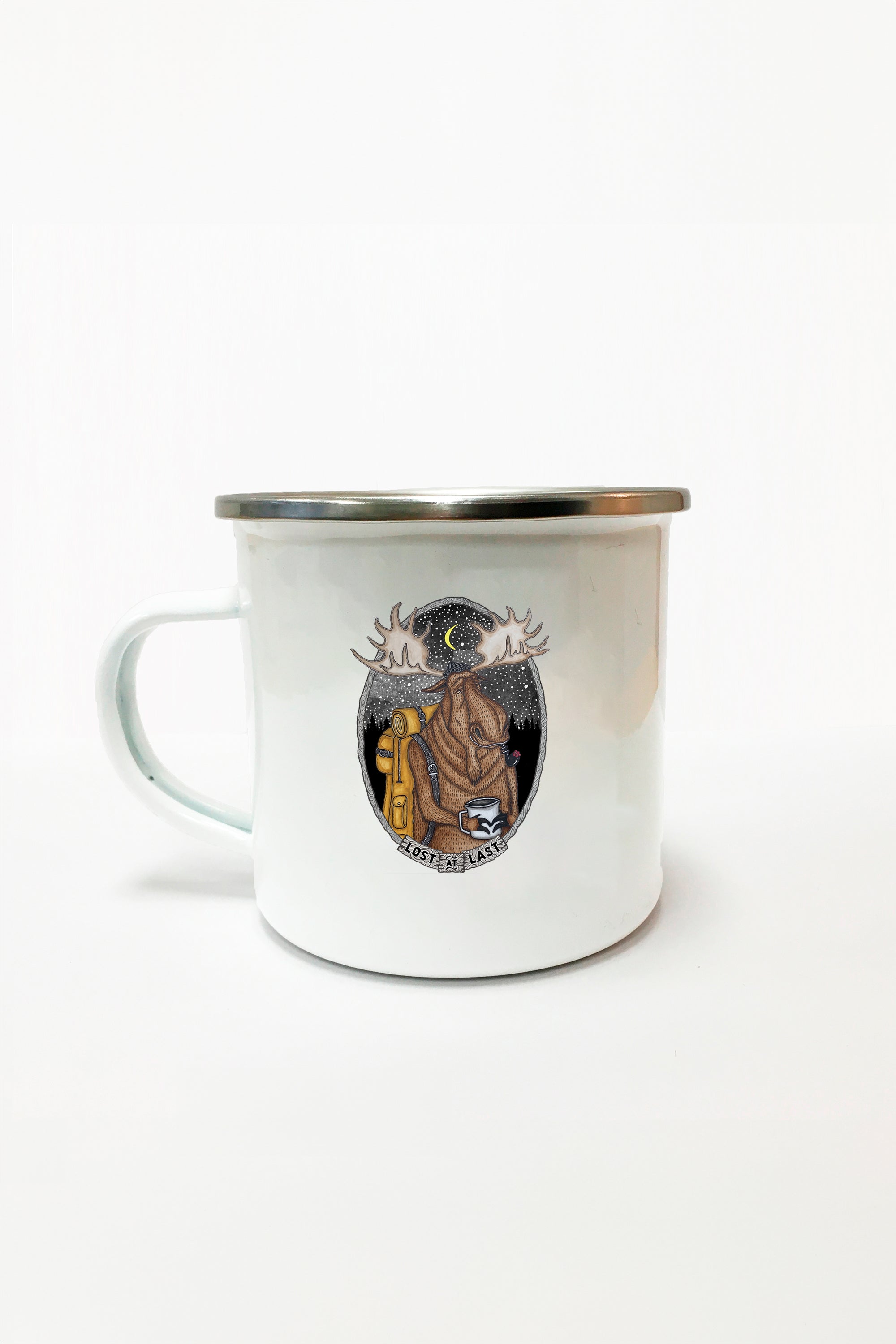 LAKOR Evening Elk Emaljekrus Mug White