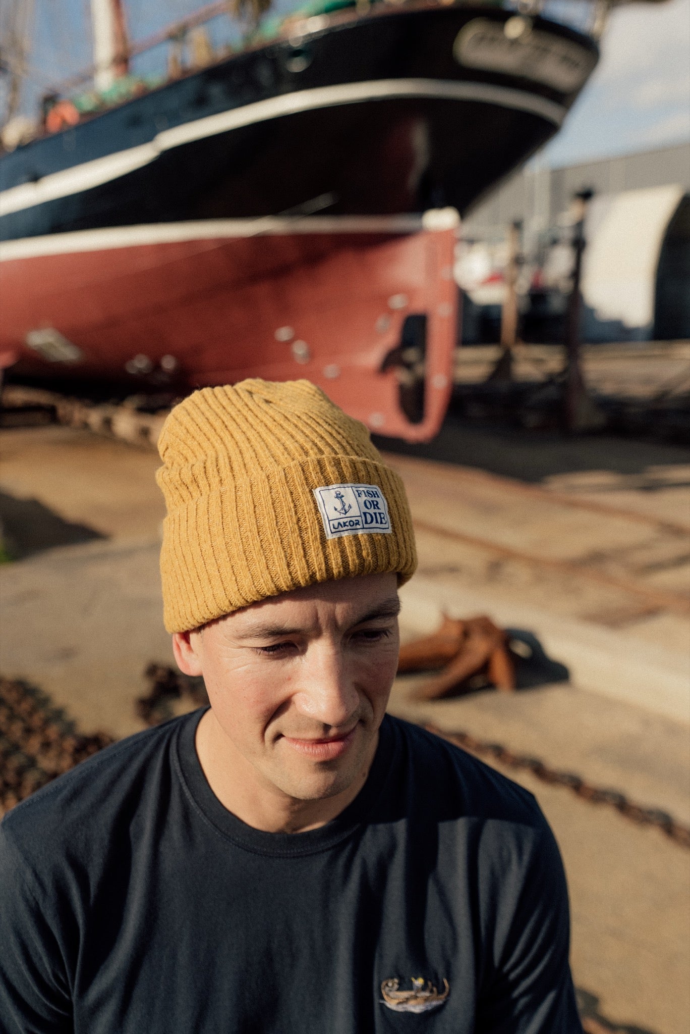 Fish or Die Beanie - Yellow | LAKOR