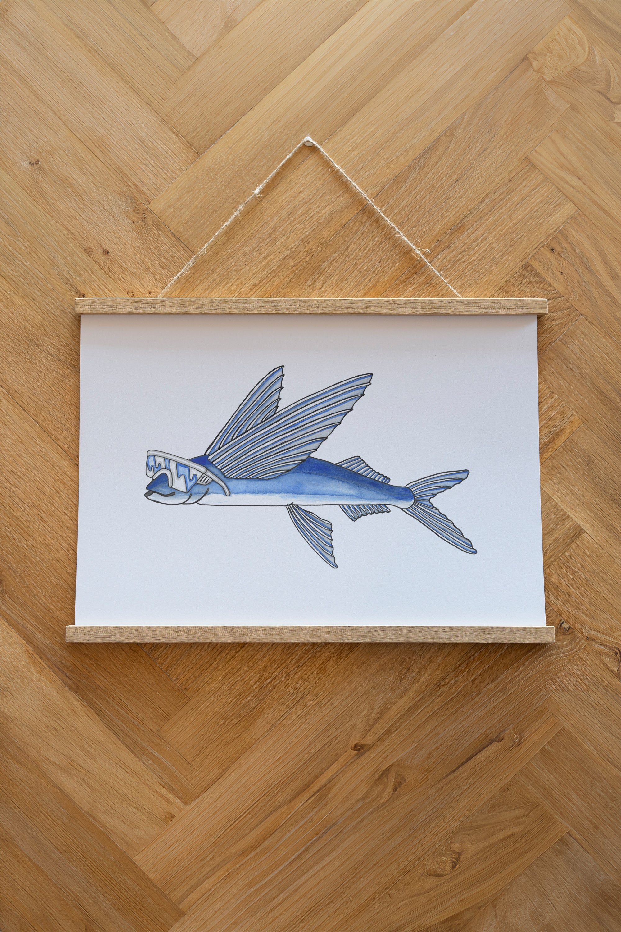 Fly Fish Poster - White