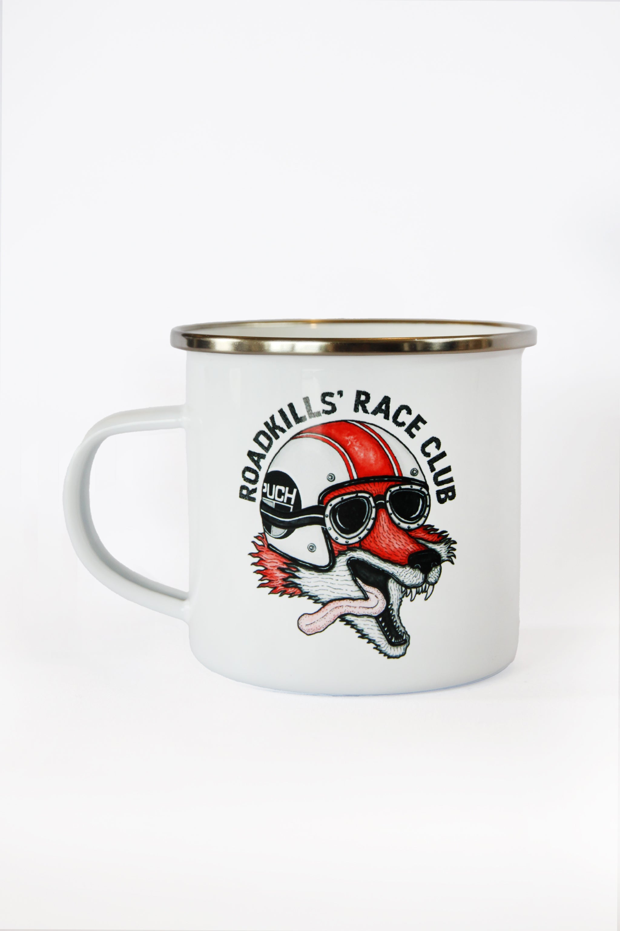 LAKOR Roadkills' Race Club Emaljekrus Mug White