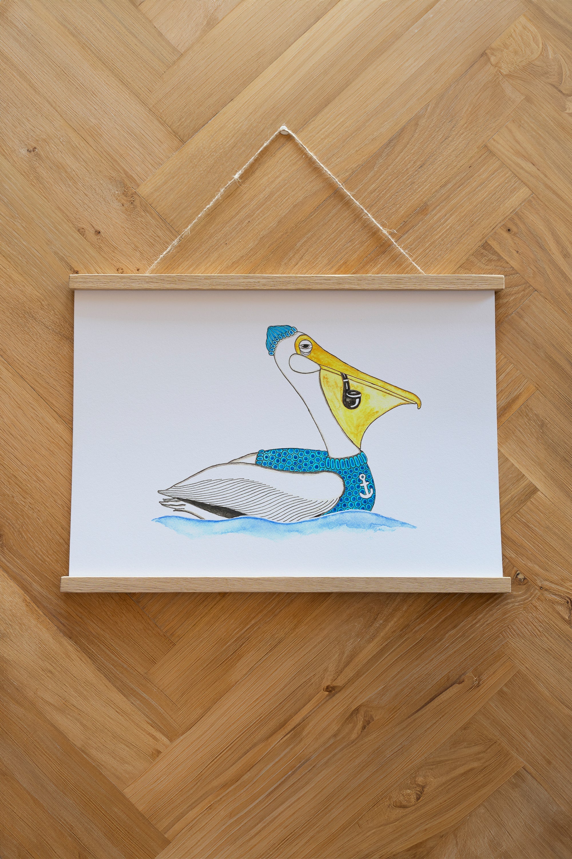 Sailing Pelican Poster - White