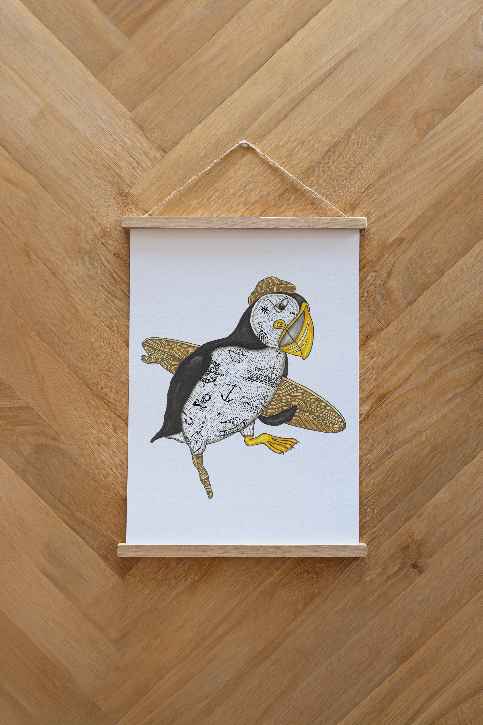 LAKOR Sea Parrot Surfer Plakat Poster White