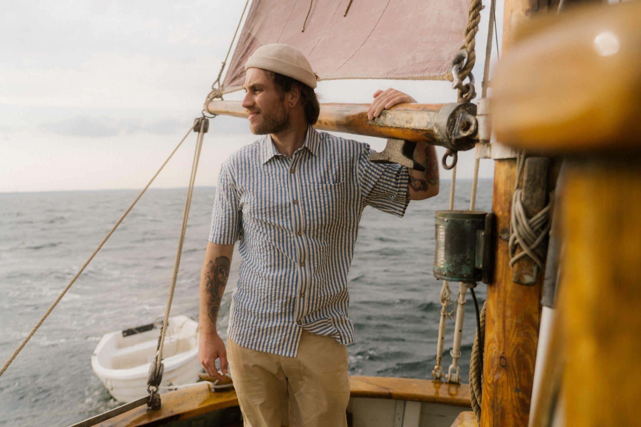 Seer Sucker Short Sleeve Shirt - Bering Sea | LAKOR