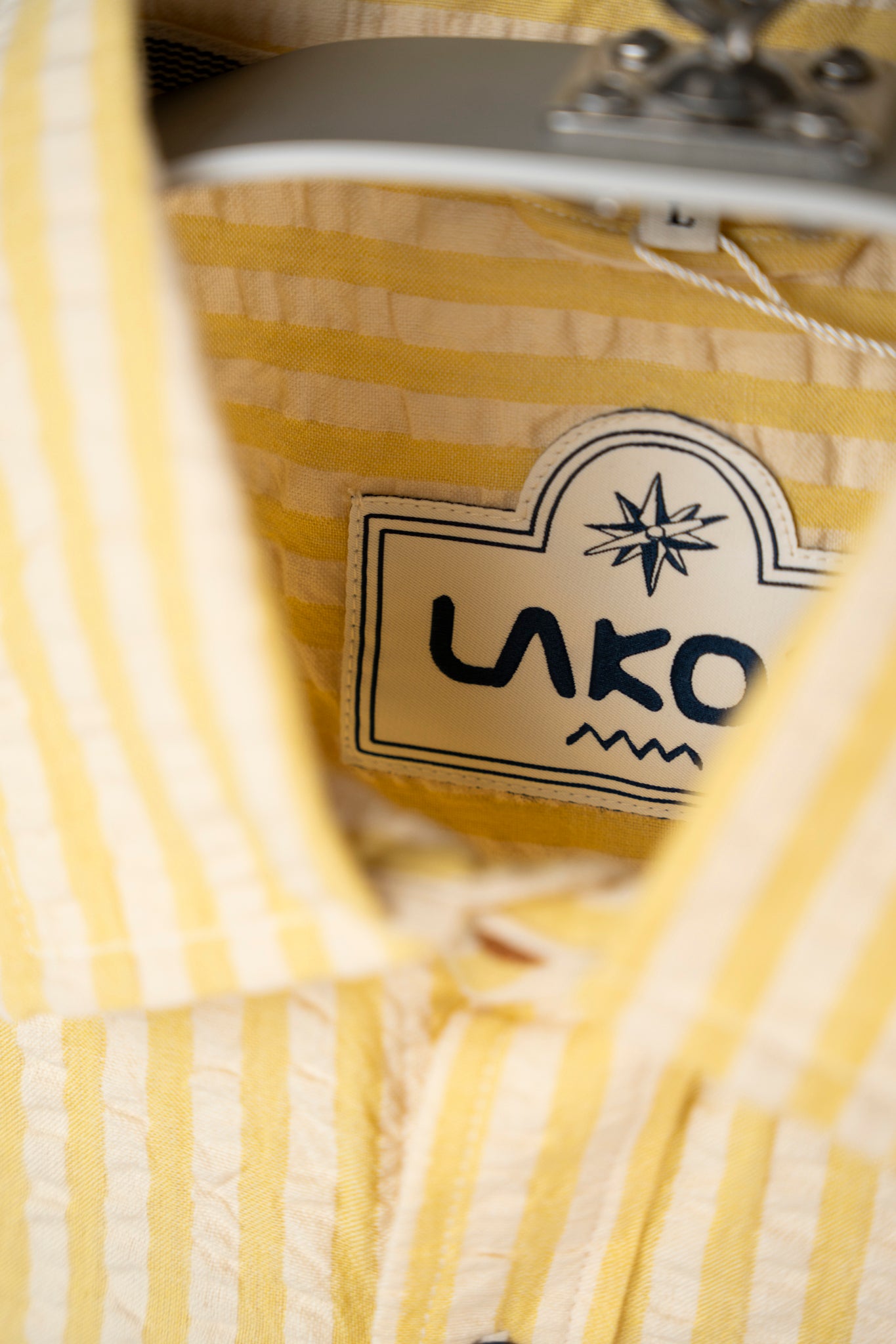 Seer Sucker Short Sleeve Shirt - Cream Gold