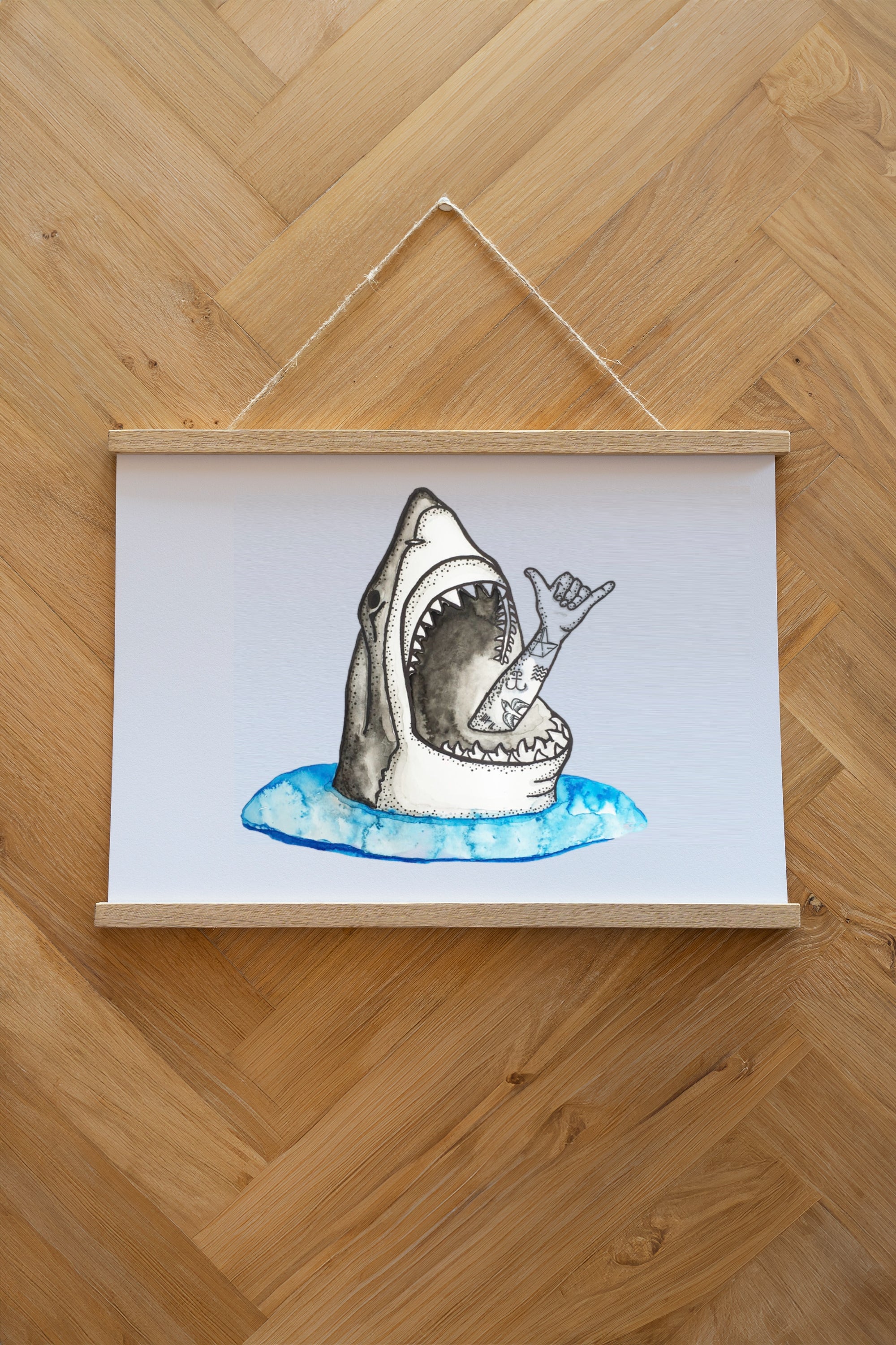 Shark Shaka Poster - White