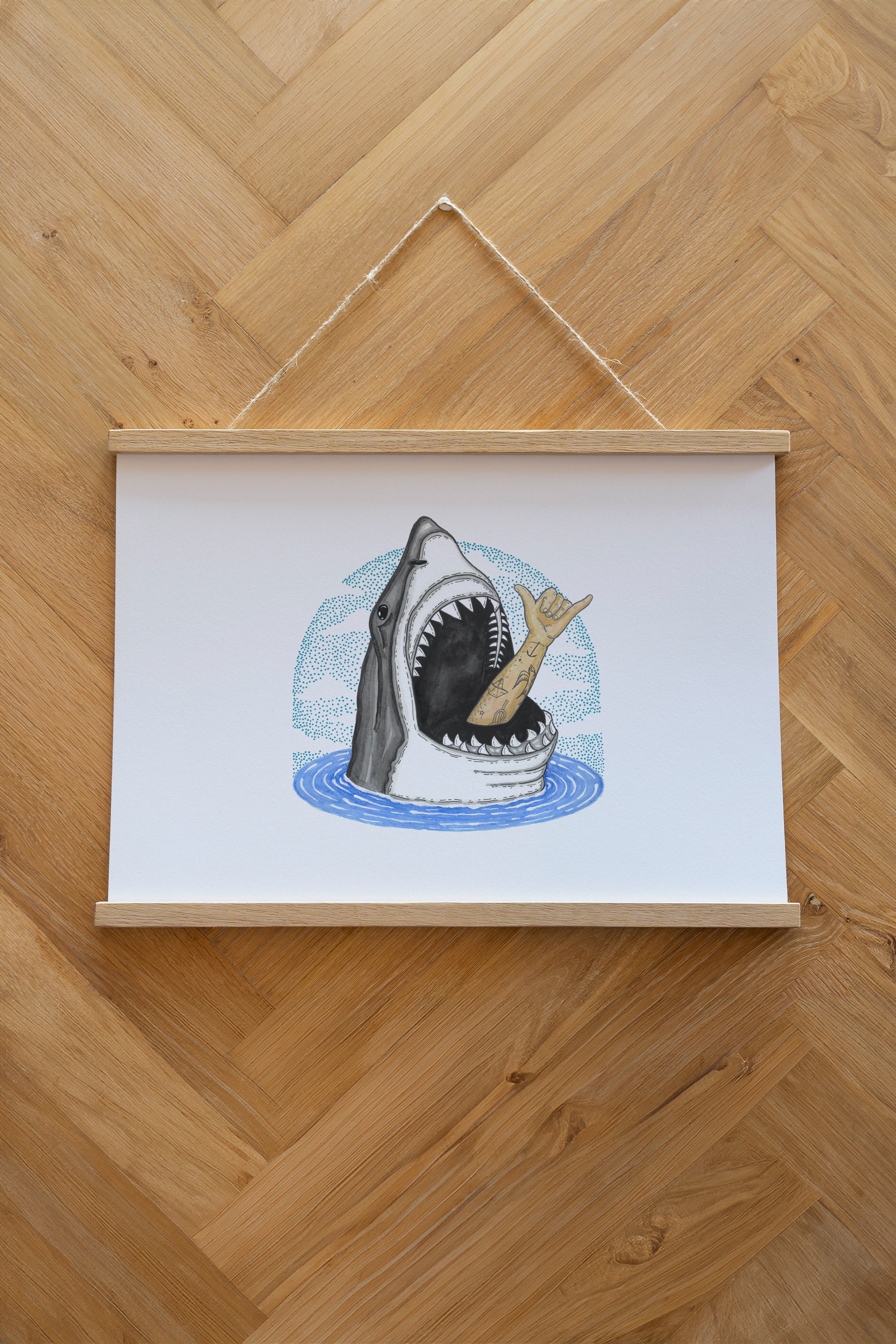 Shark Shaka Poster - White