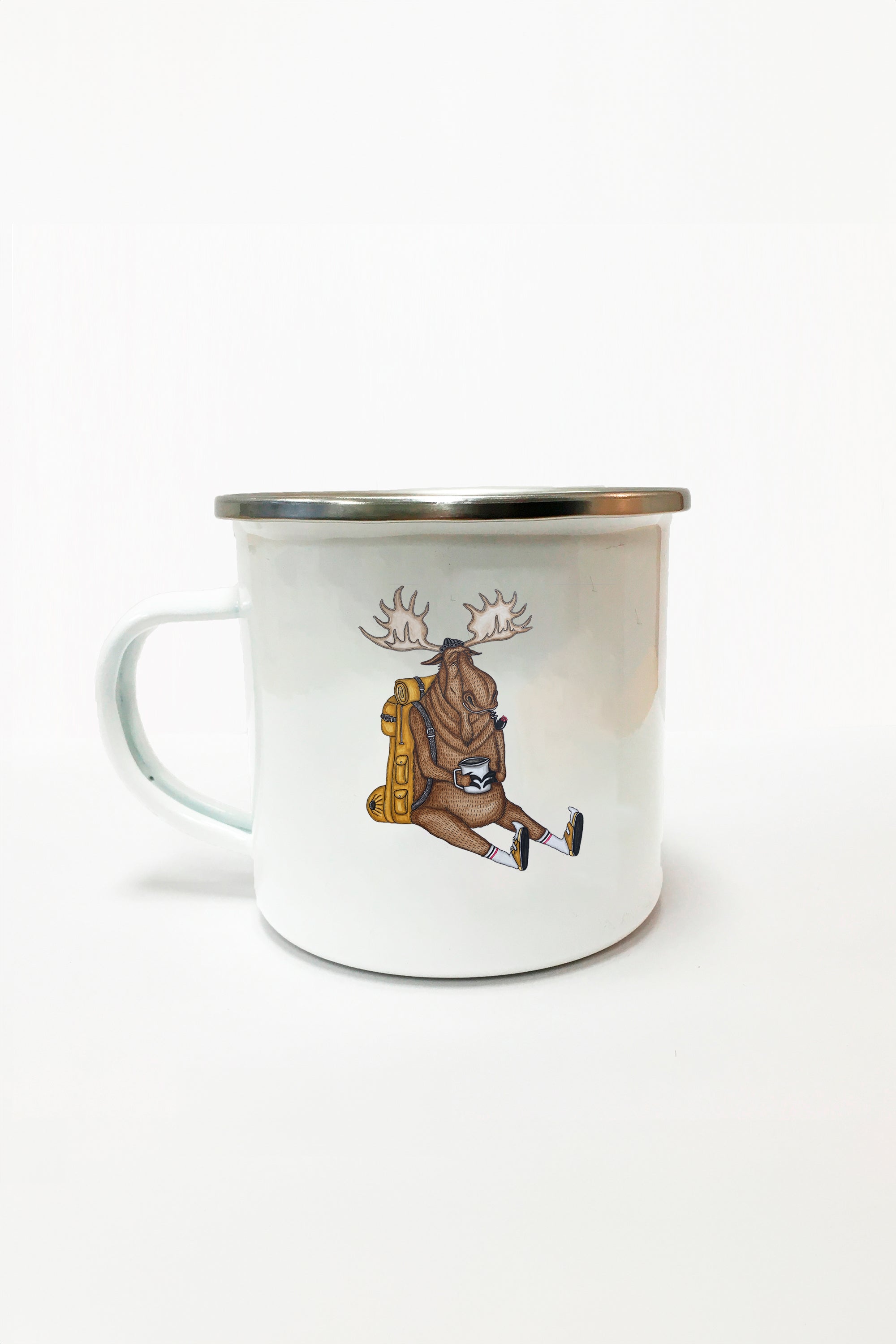 LAKOR Snooze Moose Emaljekrus Mug White