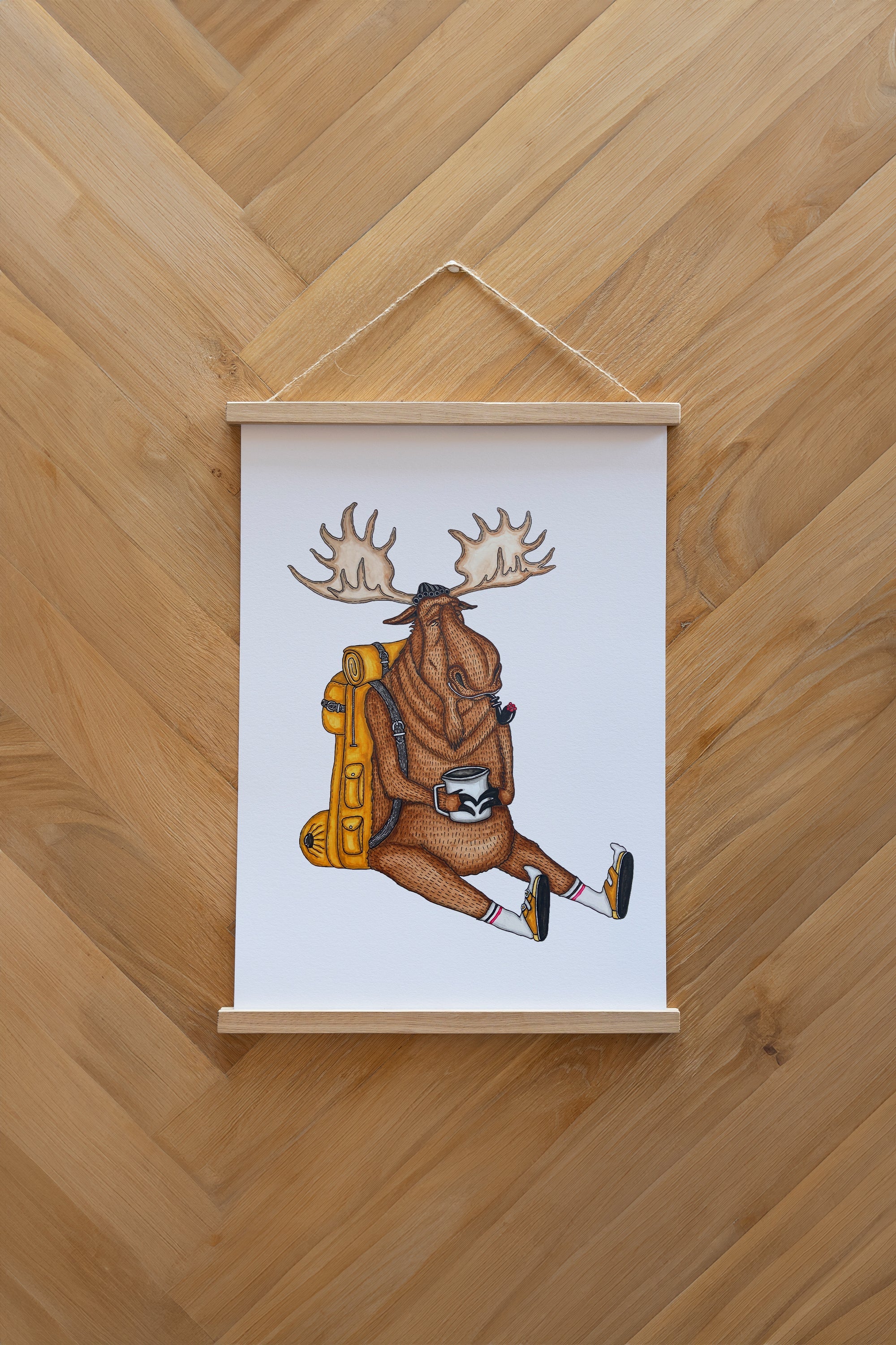 Snooze Moose Poster - White