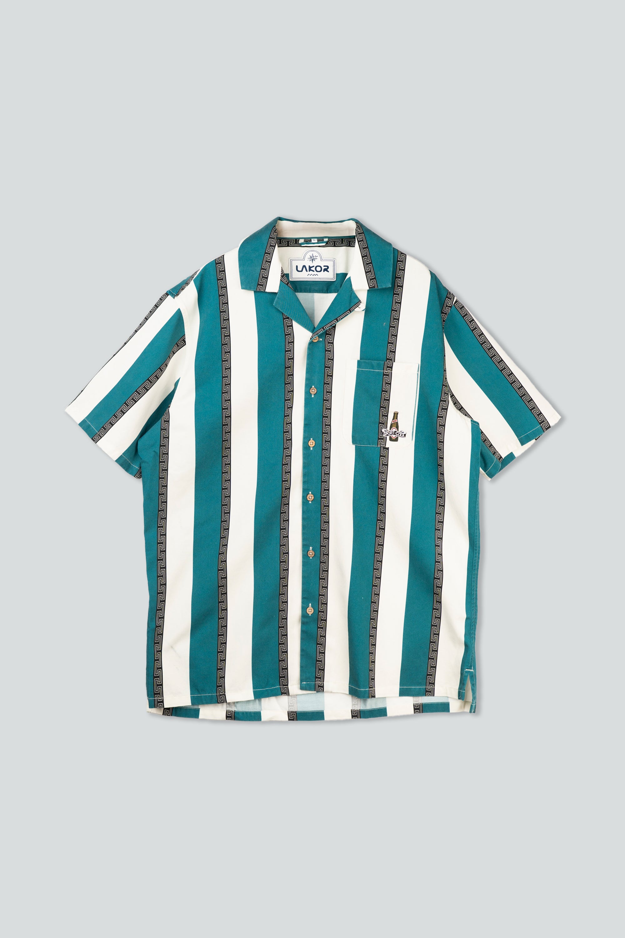 【aco】Long short sleeve stripe blue Sport-Cola Stripe Short Sleeve Shirt - Harbor Blue | LAKOR