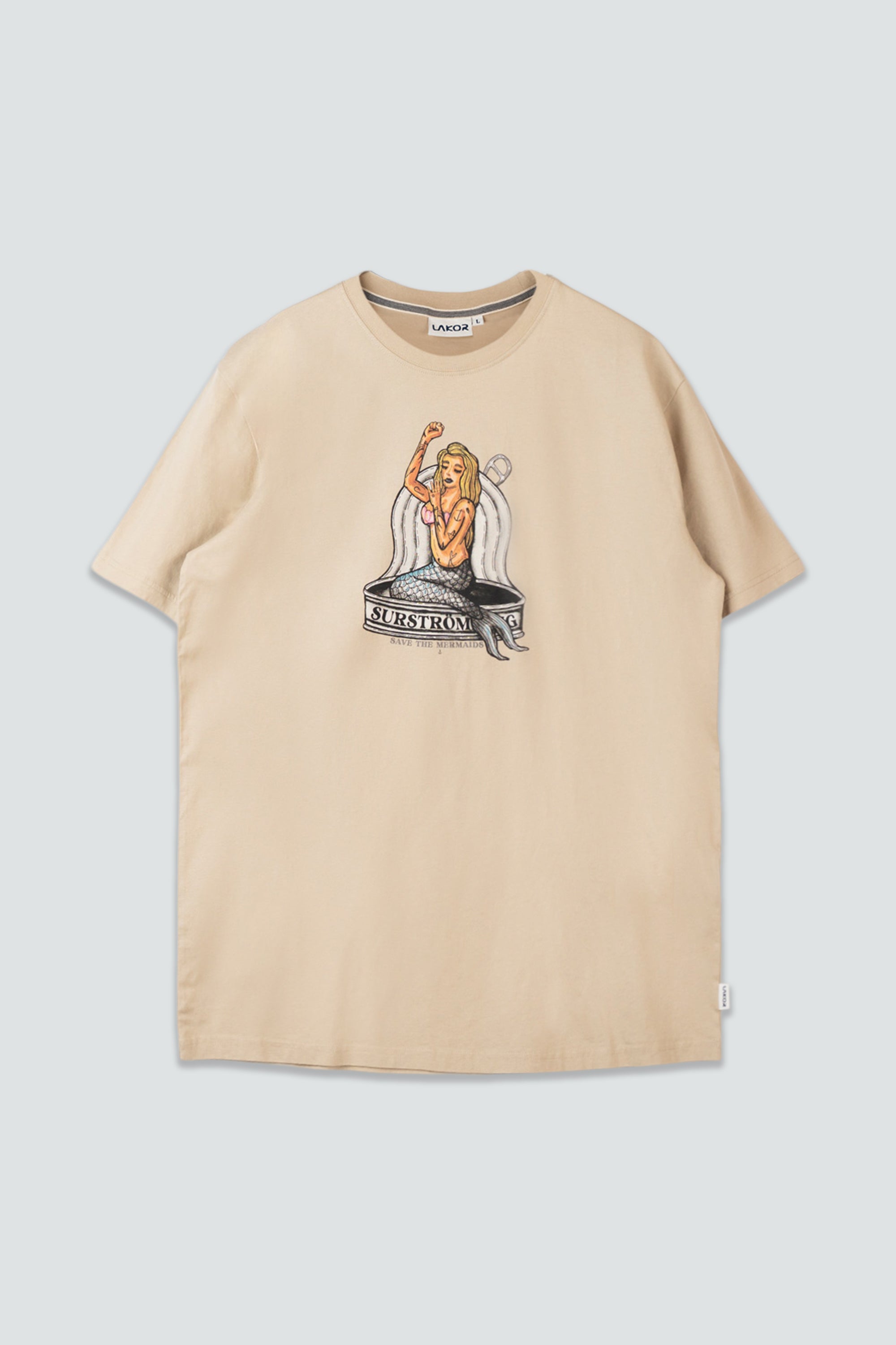 Tinned Mermaid T-shirt - White Pepper - Med Print | LAKOR