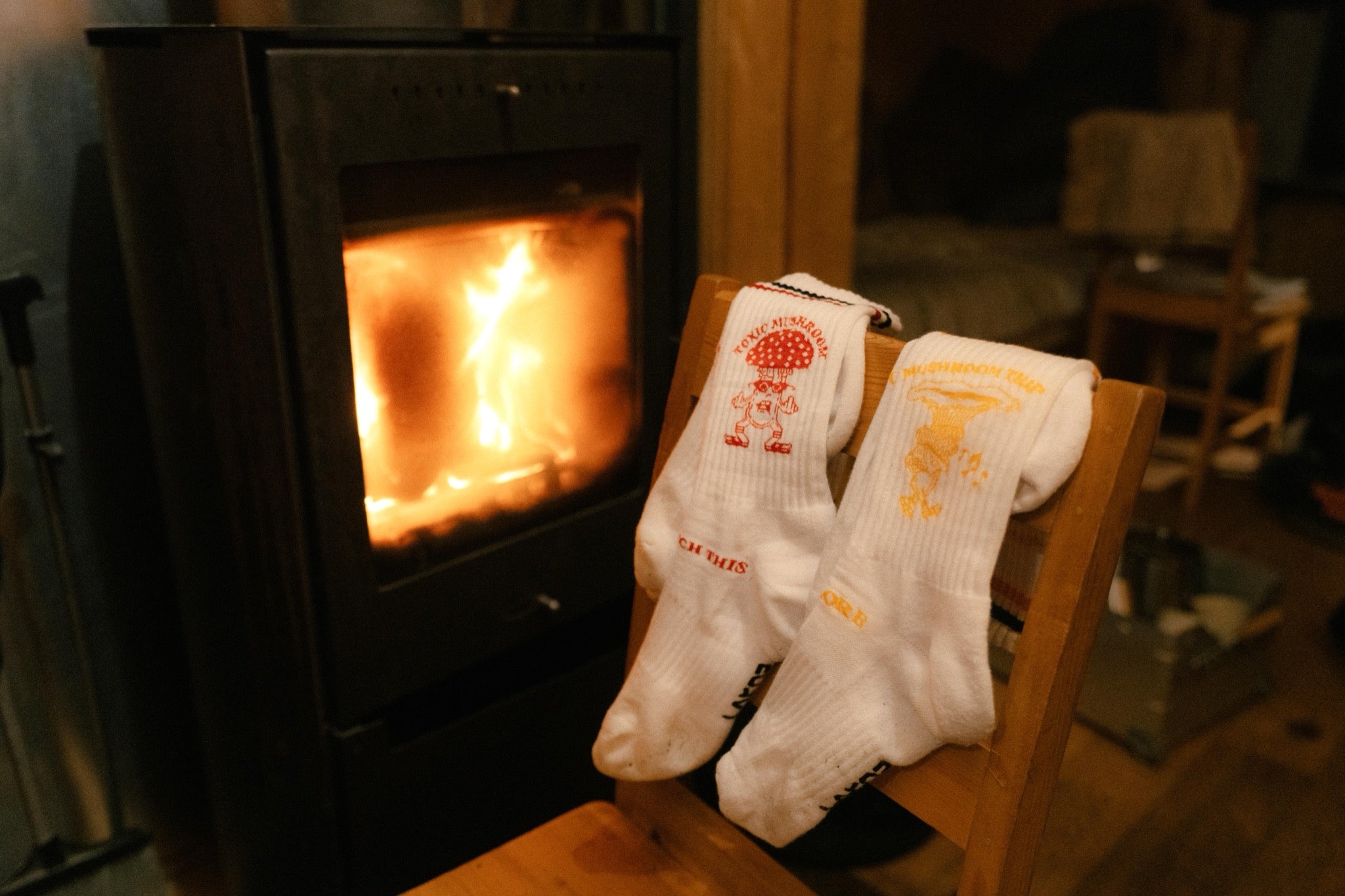 LAKOR Toxic Mushroom Socks Tennis Socks White