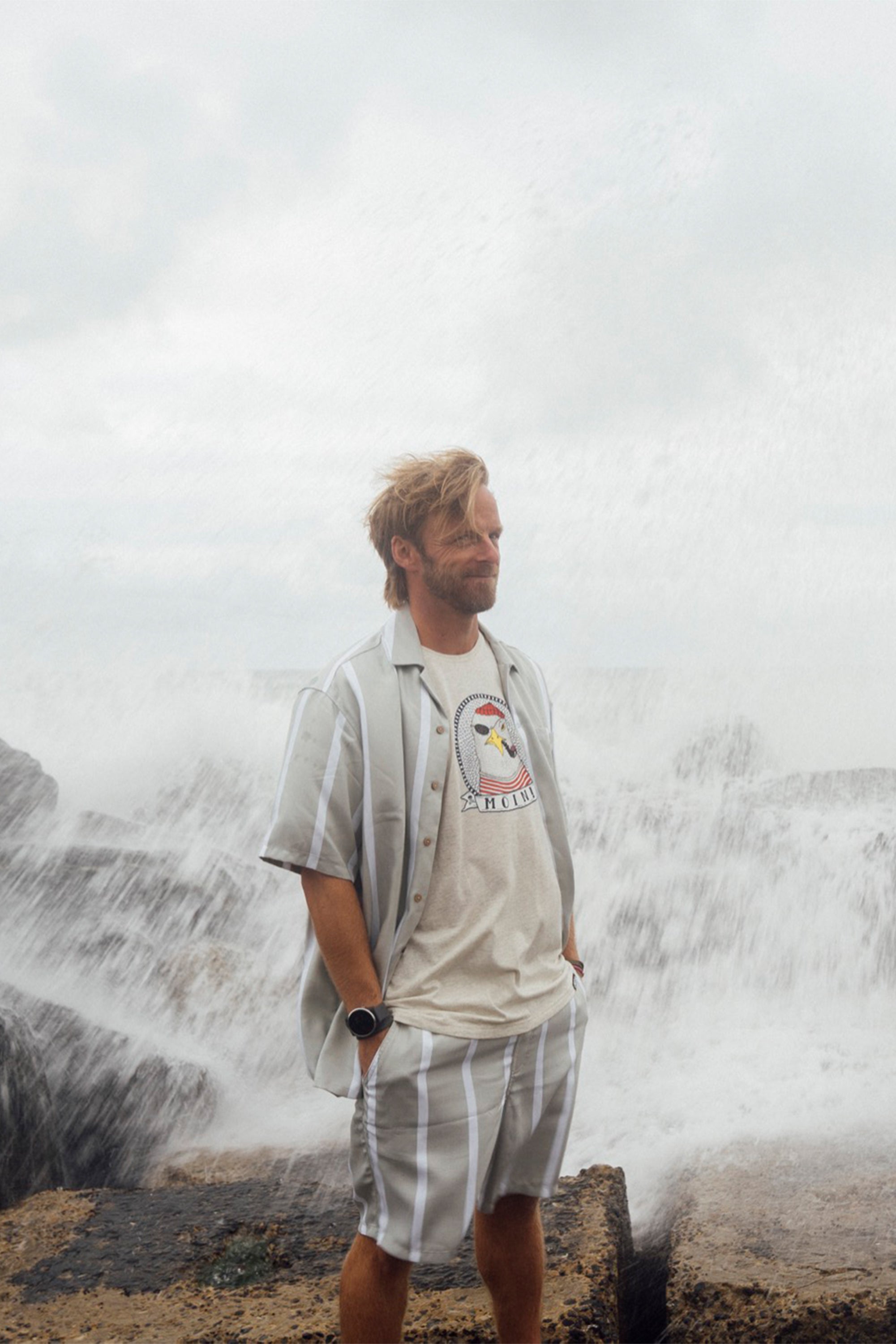 LAKOR Wide Stripe Shirt Short Sleeve Shirt Desert Sage