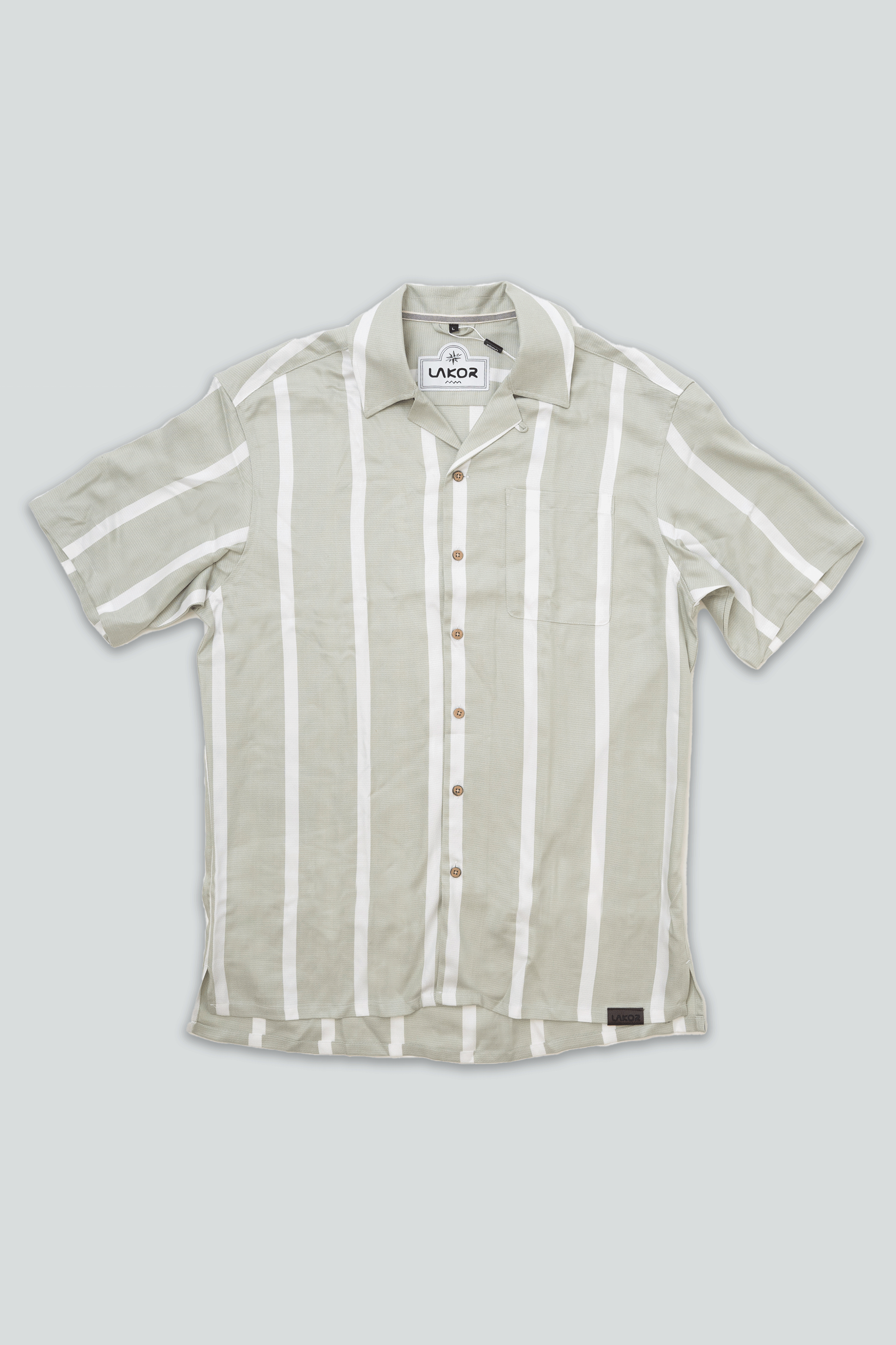LAKOR Wide Stripe Shirt Short Sleeve Shirt Desert Sage