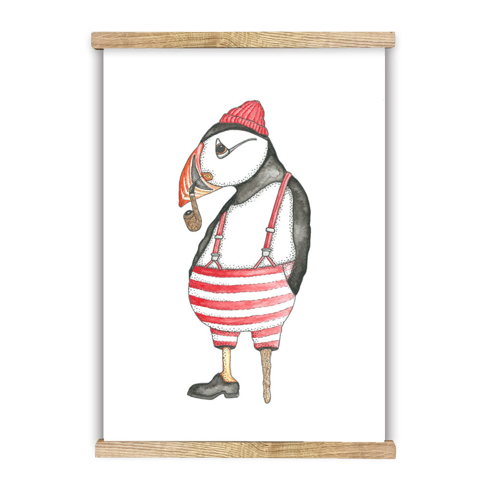 Atlantic Puffin plakat i A3 format printet på genbrugspapir og trykt på 250g papir, dansk design