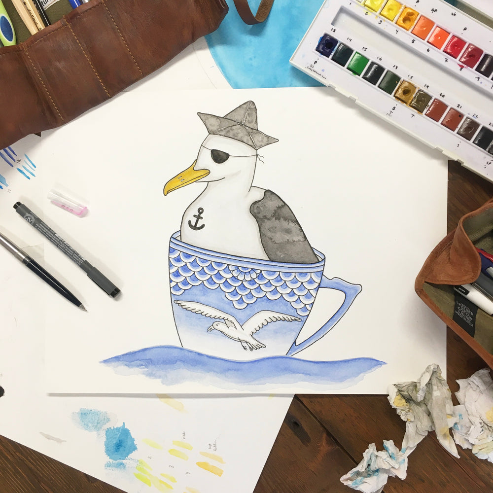 Sailing Seagull Poster